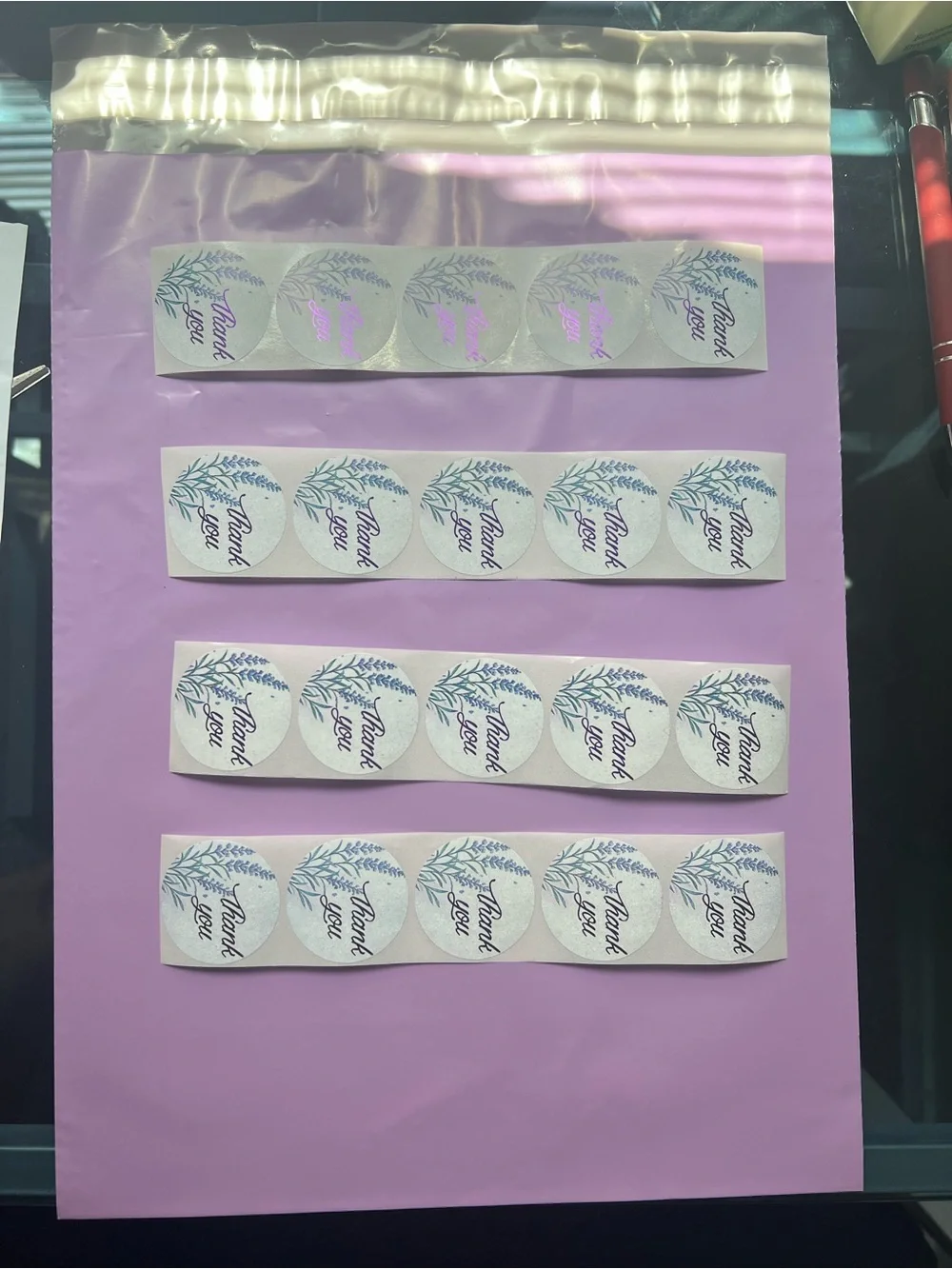 Thank You Sticker Seals - Lavender and White Pack
